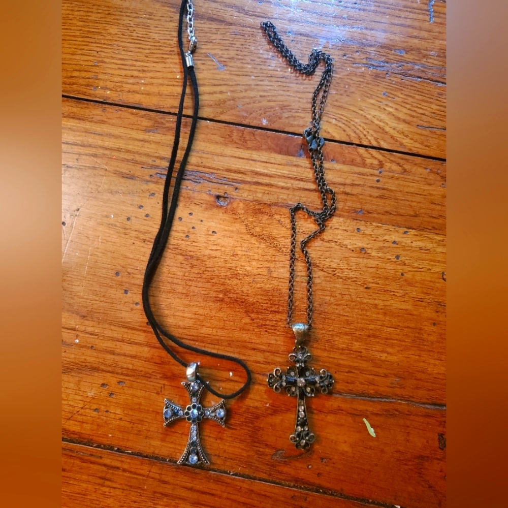 2 cross necklaces